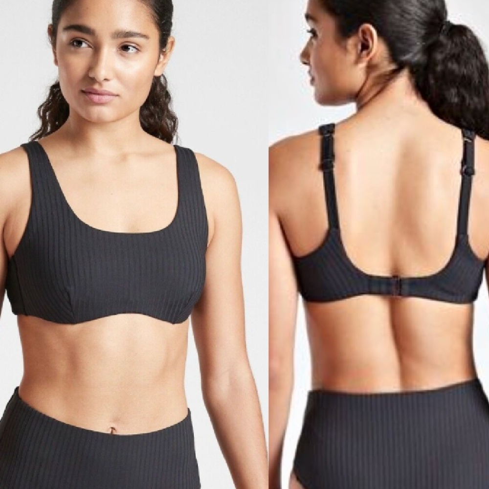 ATHLETA RIB BIKINI TOP BLACK, 34 B-C